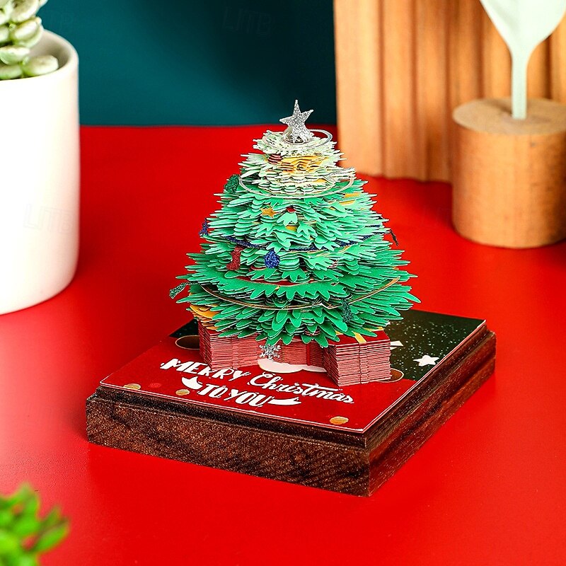 3D Memo Pad Christmas Calendar 2026 3D Calendar Creative Desk Calendar with Light Creative Tear Away Paper Carving Art Time Piece Calendar for Christmas Gifts New Year Presents