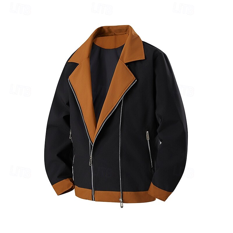 Men's Jacket Casual Jacket Outdoor Vacation Warm Zipper Pocket Fall Winter Plain Fashion Streetwear Standing Collar Regular Black Army Green Jacket