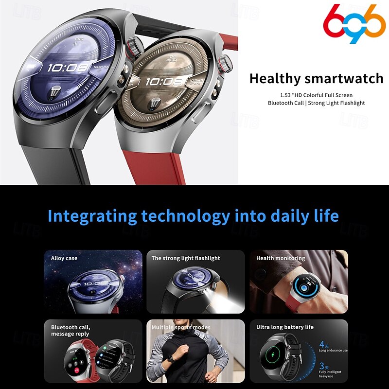 SK45PRO Smart Watch 1.53 inch Smartwatch Fitness Running Watch Bluetooth Temperature Monitoring Pedometer Call Reminder Compatible with Android iOS Women Men Long Standby Hands-Free Calls Waterproof4