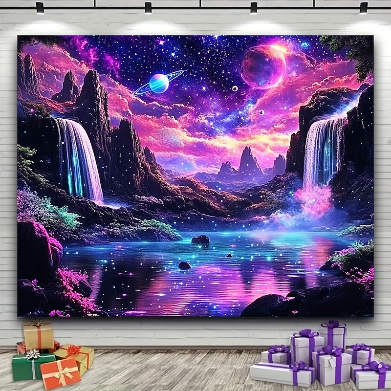 Galaxy Nebula Tapestry – Trippy UV Reactive Blacklight Wall Hanging for Bedroom, Living Room or Dorm Decor3