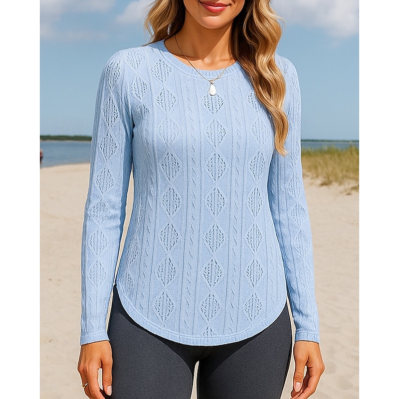 Women's Pullover Sweatshirt Casual Tops Hollow Long Sleeve Tee Tshirt Casual Athleisure Fall Solid Colored Breathable Outdoor Travel Sports Sportswear Activewear Black White Pink2