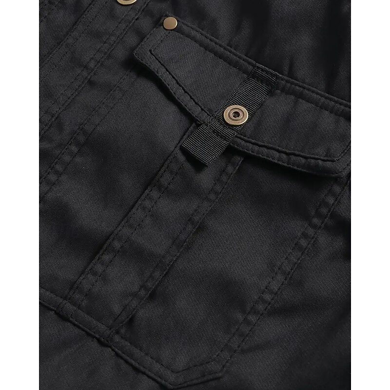 Men's Lightweight Jacket Cargo Jacket Casual Jacket Vacation Daily Breathable Pocket Fall Winter Plain Fashion Classic Lapel Regular Black Blue Khaki Jacket4
