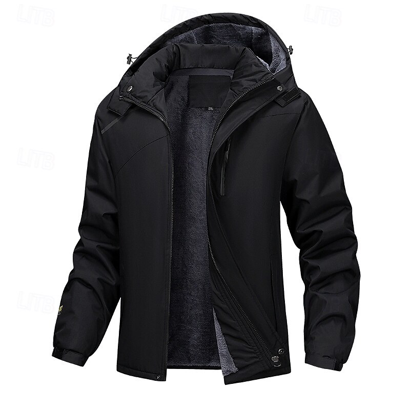 Men's Winter Jacket Fleece Jacket Sport Coat Hiking Jacket Sports Outdoor Casual 3 In 1 Waterproof Pocket Hooded Fall Winter Solid Color Active Sporty Hooded Regular Black White Dark Green Dark Grey4