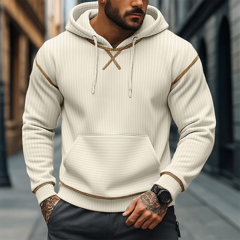 Men's Hoodie Corduroy Pullover Hoodie Sweatshirt Fleece Hoodie White Navy Blue Hooded Plain Pocket Sports & Outdoor Casual Daily Streetwear Cool Sportswear Winter Spring &  Fall Clothing Apparel2