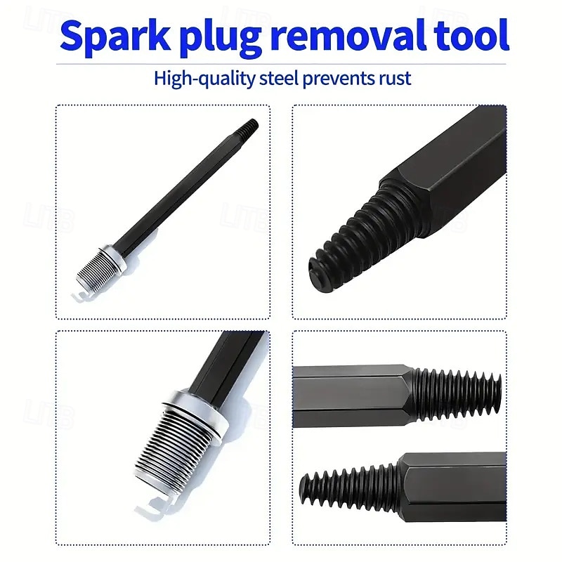 Spark Plug Removal Tool Kit Hexagonal Reverse Thread Tap 18.5cm Drive Socket Wrench for Car Engine Repair Compatible with Most Vehicles3