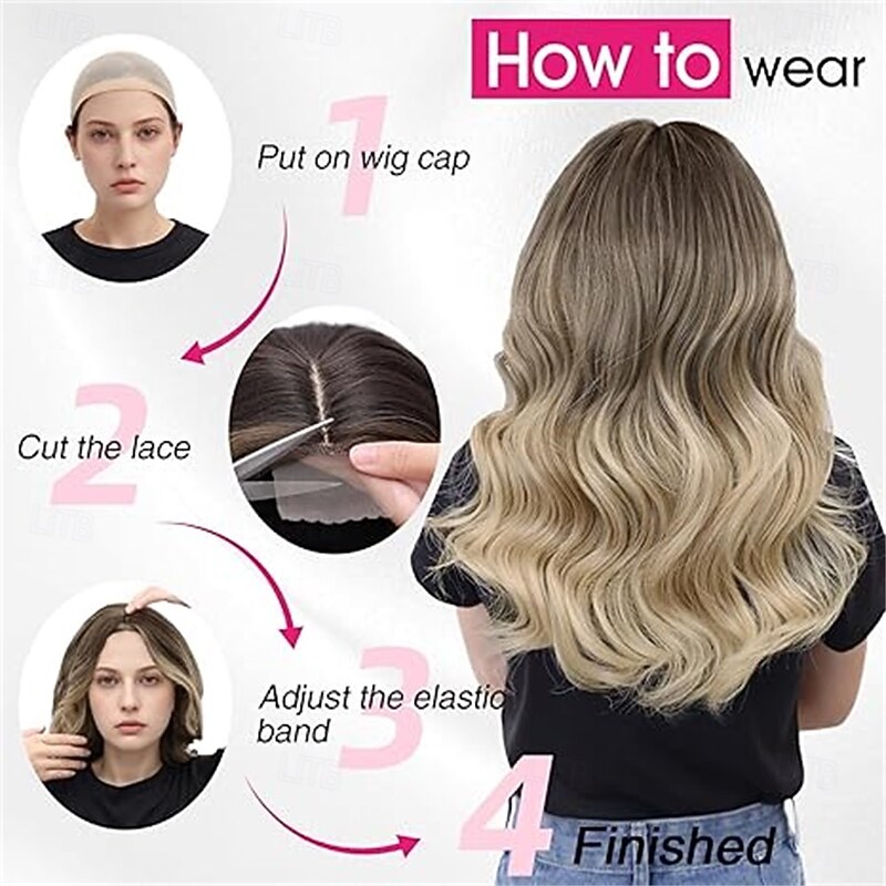 Auburn Medium Length Wigs for Women 18 Inch Middle Part Synthetic Hair Wavy Wig - Natural Hairline Wig for Daily Party/Halloween Use4