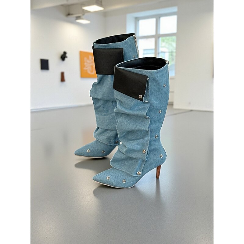 Women's Brown Suede Knee High Slouch Boots with Detachable Front Decoration and Multi-Style Convertible Design - Fashionable High Heel Footwear for Trendy Urban Outfits2