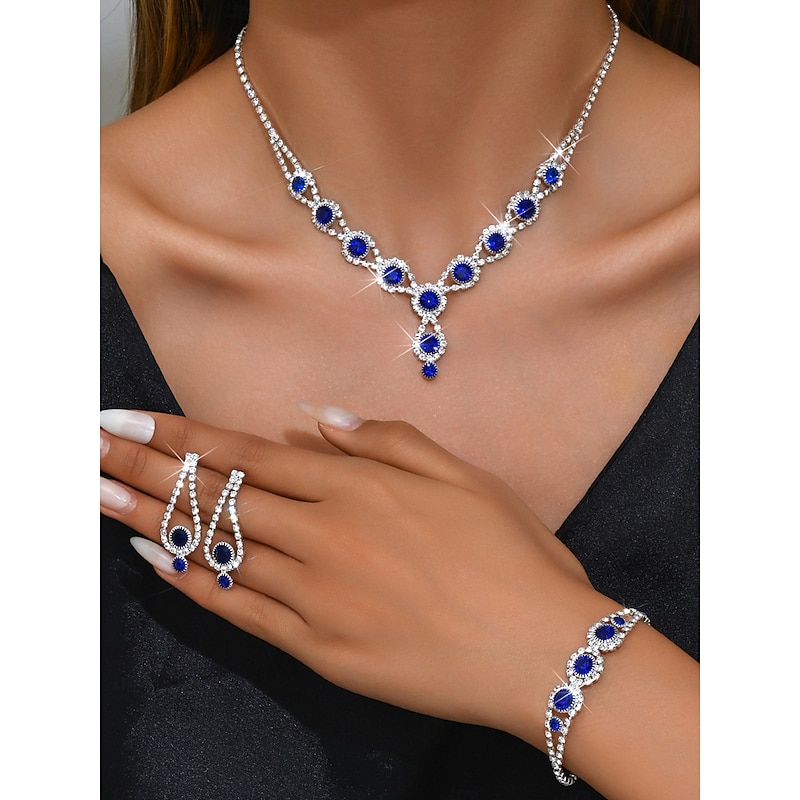 Women's Pink Crystal Jewelry Set - Sparkling Necklace, Bracelet and Earrings with Rhinestone Accents for Elegant Party and Evening Wear4