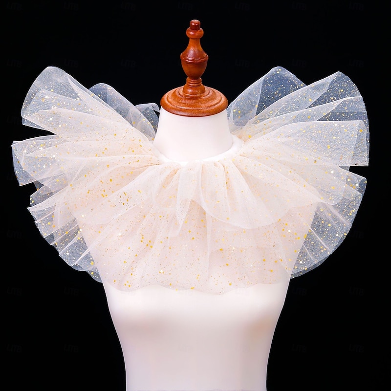 Rococo Victorian Renaissance Tulle Ruff Collar Circus Clown Fancy Dress Unisex Halloween Carnival Performance LARP Ren Faire Adults Collar All Seasons