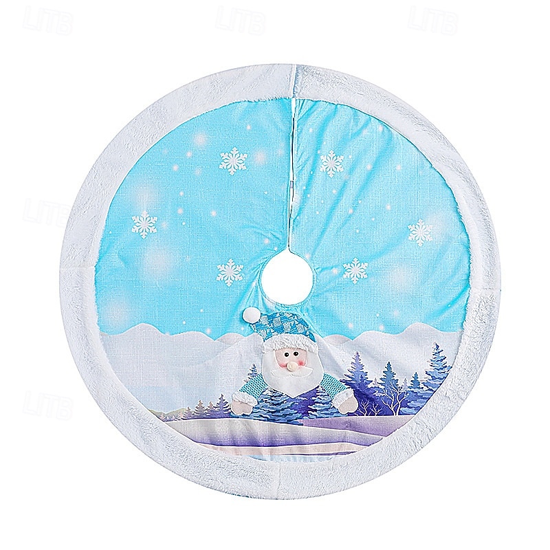 Christmas Tree Skirt With Light Plush LED Blue Glowing Christmas Tree Surround Festive Holiday Decoration Perfect Illuminated Tree Base Cover for Home Party Celebration2