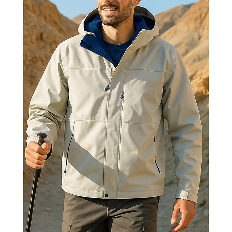 Men's Softshell Jacket Hiking Jacket Hardshell Jacket Outdoor Waterproof Windproof Hiking Outfits Hiking Clothes Spring Autumn / Fall Jacket Hunting Climbing Running Solid Color Black White Grey3