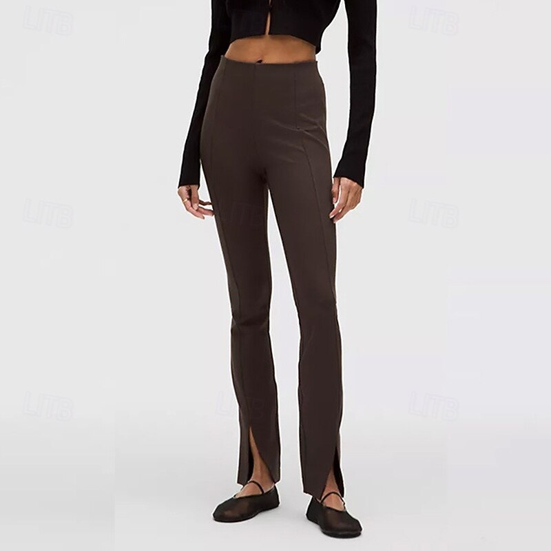 Women's Flared Pants Yoga Leggings Tummy Control High Waist Gym Dance Workout Bottoms Solid Color Black Coffee Sports Activewear2