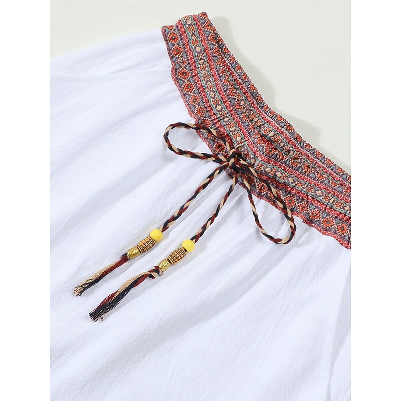 Men's Linen Pants Trousers Summer Pants Baggy Pants Drawstring Patchwork Elastic Waist Plain Comfort Breathable Full Length Casual Daily Holiday Fashion Classic Style Black White Inelastic4