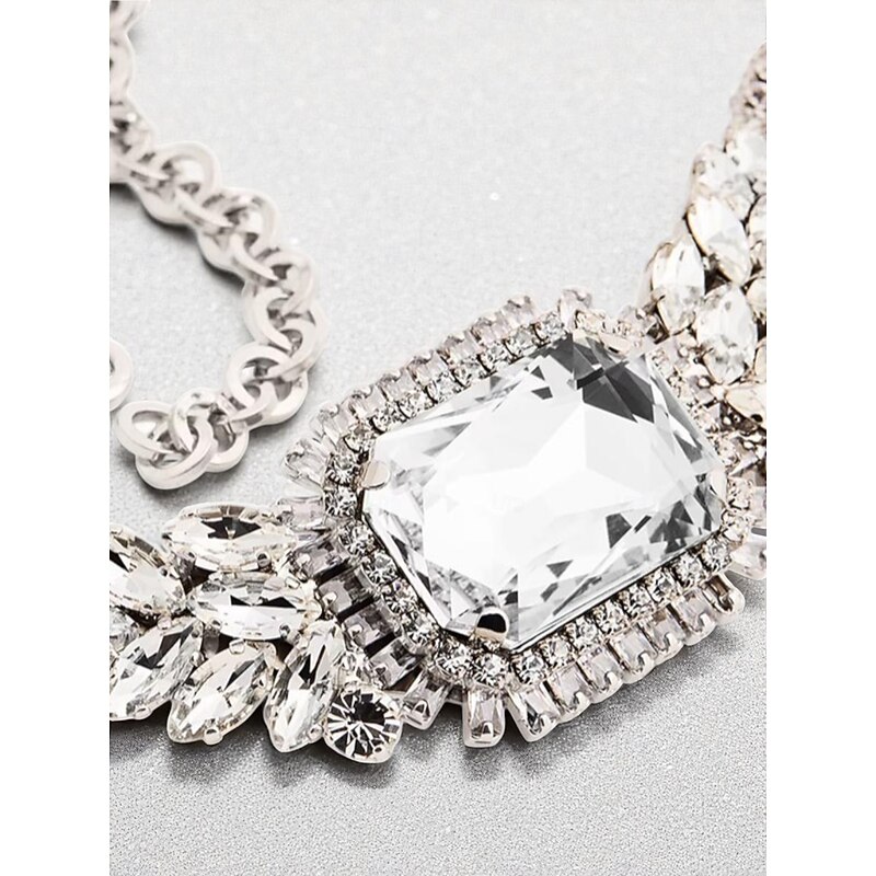 Women's Crystal Choker Necklace with Large Center Gem - Elegant Statement Jewelry for Brides, Prom Nights and Formal Evening Events4