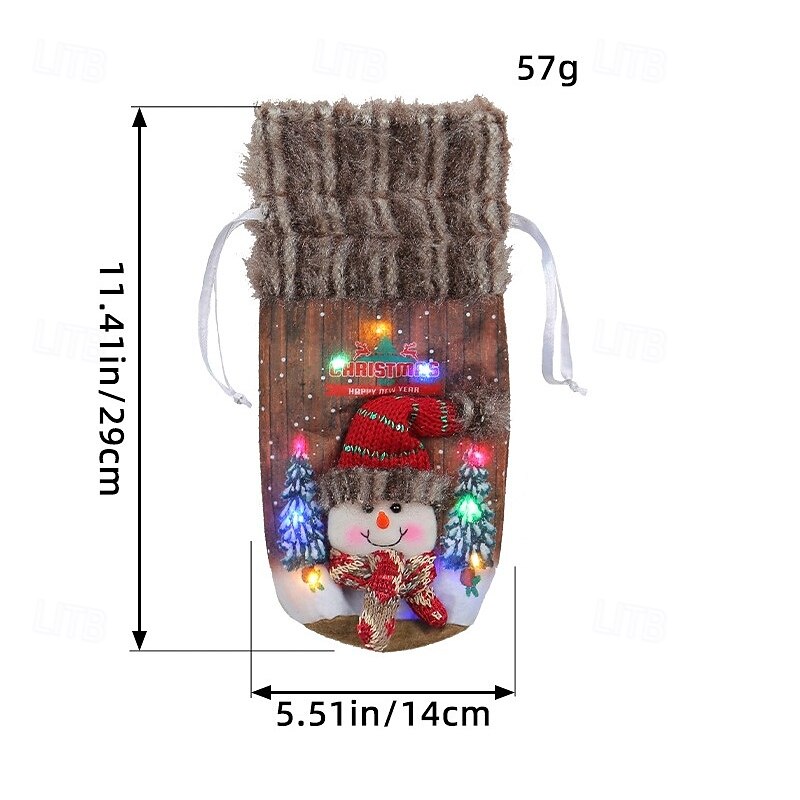 Christmas Glowing Wine Bottle Cover Creative Luminous Wine Glass Sleeve Festive Holiday Tabletop Decoration Perfect for Restaurant Bar Party Home Seasonal Display3