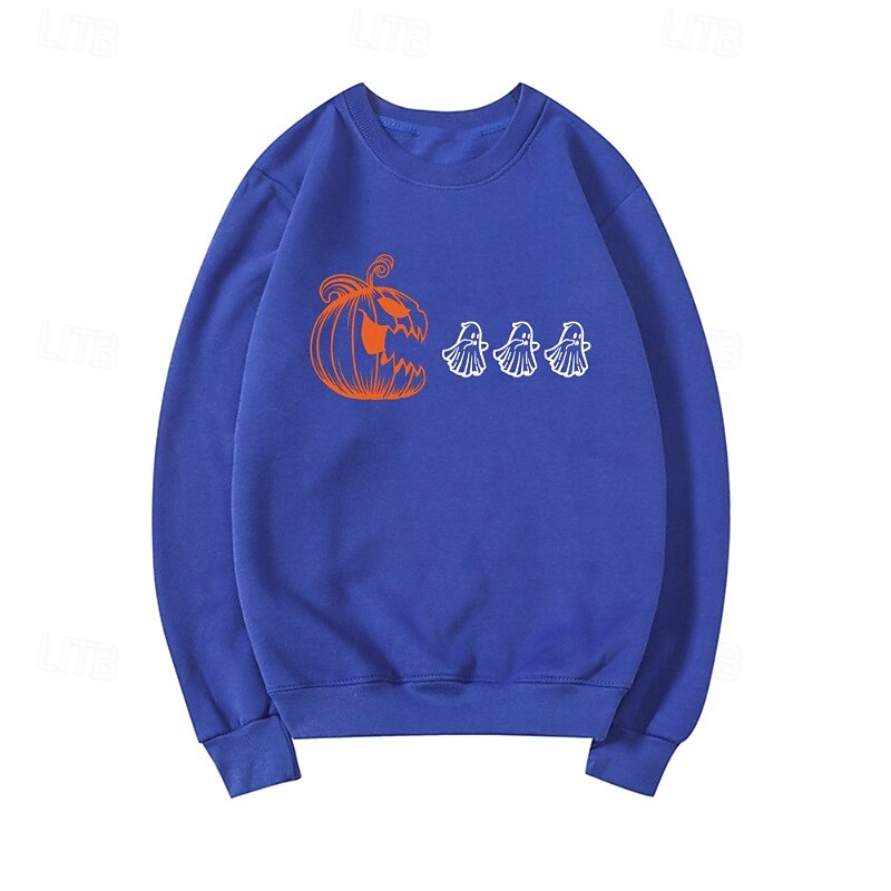 Women's Pullover Sweatshirt Sweatshirts Pumpkin Streetwear Casual Long Sleeve Crew Neck Regular Tops Street Holiday Going out Print Black Pink Blue Khaki Gray Fall Winter2