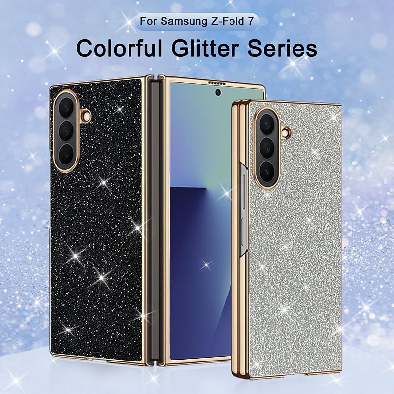 Phone Case For Samsung Galaxy Z Fold 7 Z Fold 6 Z Fold 5 Z Fold 4 Back Cover Bling Glitter Shiny Shockproof PC PU Leather