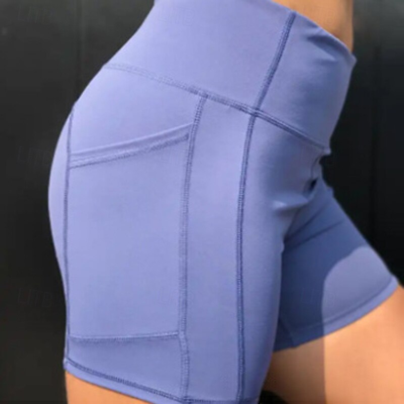 Women's Yoga Shorts Biker Shorts Tummy Control High Waist Gym Volleyball Workout Bottoms Solid Color Black Blue Khaki Sports Activewear