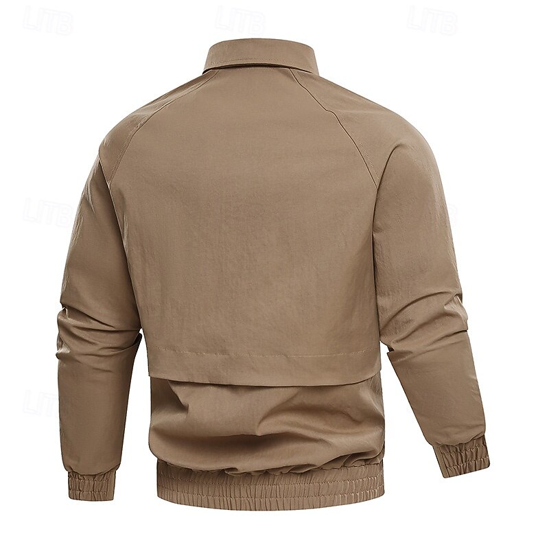 Men's Jacket Casual Jacket Outdoor Vacation Warm Zipper Pocket Fall Winter Plain Fashion Streetwear Standing Collar Regular Black Brown Beige Jacket2