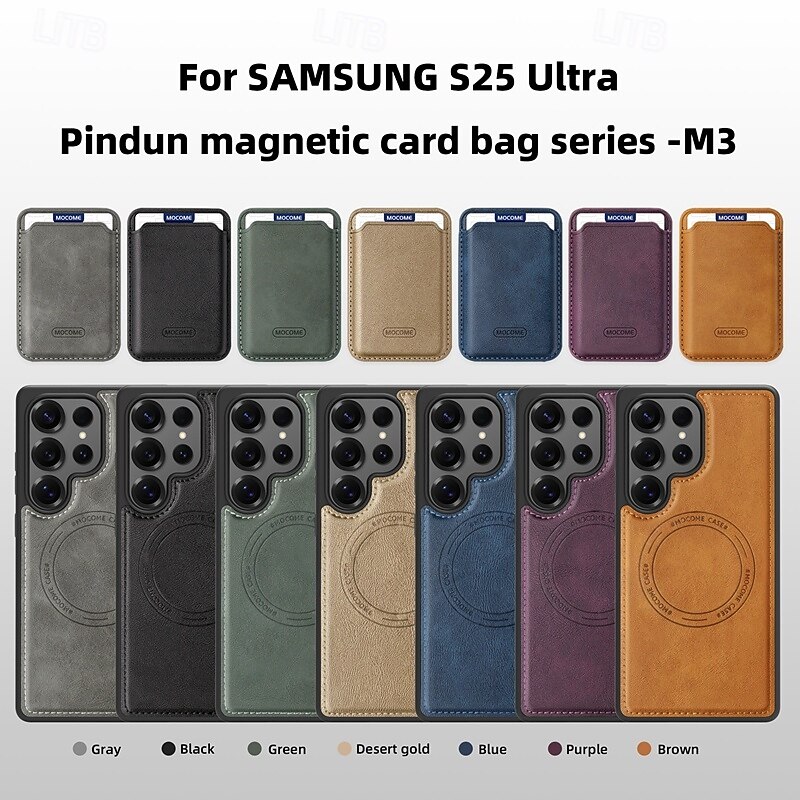 Phone Case For Samsung Galaxy S25 S25 Edge S24 S24 FE S23 Ultra Plus S22 Plus  Ultra Back Cover Magnetic Card Slot Shockproof Retro TPU PU Leather2