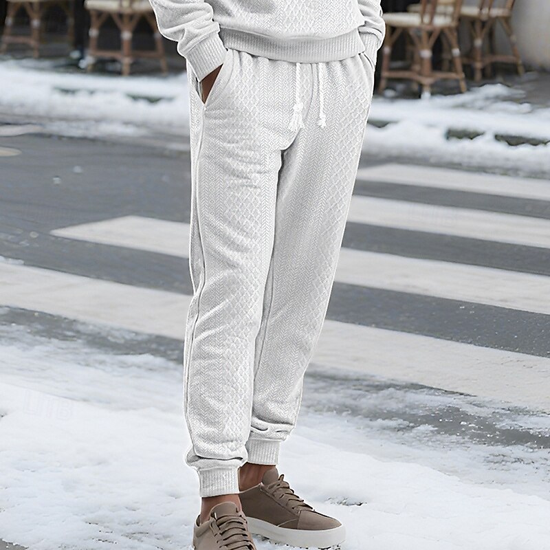 Men's Sweatpants Joggers Trousers Jacquard Drawstring Pocket Plain Comfort Sports Outdoor Daily Fashion Casual ArmyGreen Black Micro-elastic