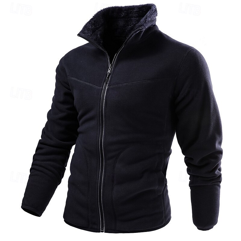 Men's Hiking Jacket Fleece Jacket Thermal Jacket Winter Outdoor Thermal Top Dark Grey Dark Blue2