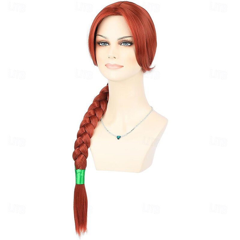 Red Orange Braided Wig for Women Princess Costume Halloween Parties Fantasy Cosplay3