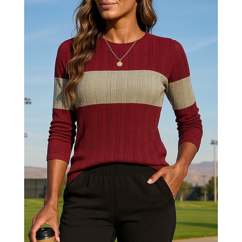 Christmas Women's Pullover Sweatshirt Casual Tops Long Sleeve Top Athleisure Fall Patchwork Fashion Outdoor Travel Sportswear Activewear Black Pink Army Green