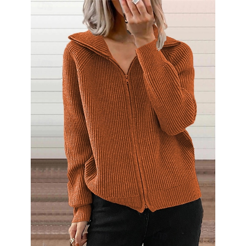 Women's Winter Coat Comfortable Breathable Zipper Fashion Daily Plain Outdoor Casual Daily Zipper Regular Lapel Regular Fit Long Sleeve Outerwear Black White Blue Spring Fall3