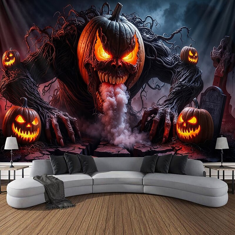 Halloween Tapestry Banners Blanket Skeleton Pumpkin Dark Punk Gothic Style Party Dorm Shooting Backgrounds Home Decor