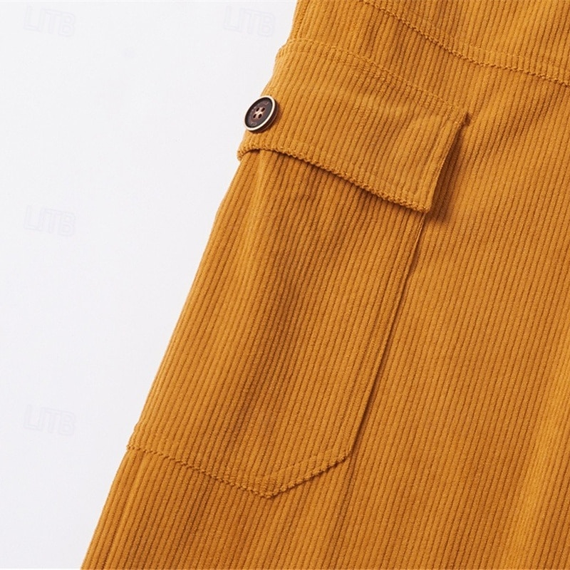 Men's Cargo Pants Corduroy Pants Trousers Buttons Multi Pocket Plain Wearable Outdoor Daily Camping & Hiking Fashion Classic Black Brown4