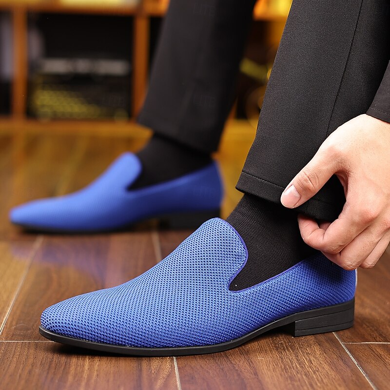Men's Blue Textured Slip-On Loafers – Stylish Casual Shoes for Comfortable Everyday Wear and Social Events4