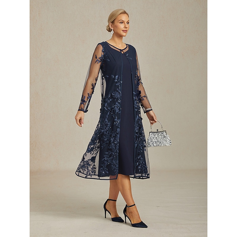 Women's Midi Dress Sheath Dress A Line Dress Elegant Wedding Party Wedding Guest Regular Fit Solid Color Sleeveless V Neck Navy Blue Summer Spring Fall Winter