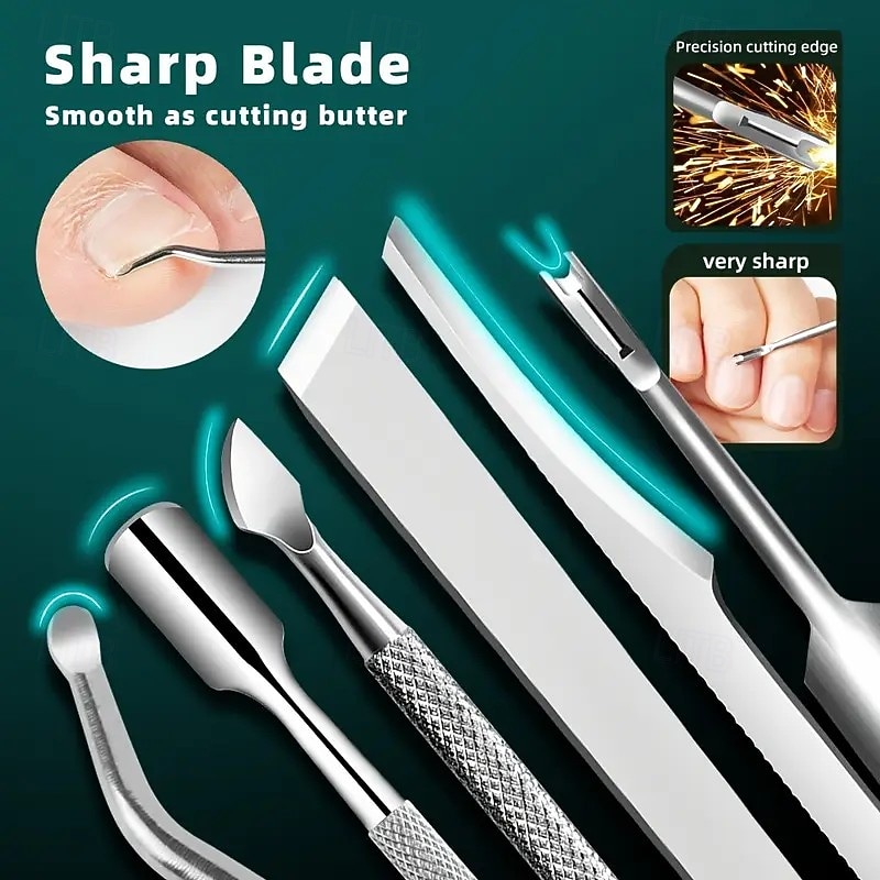 5 in 1 Stainless Steel Ingrown Toenail Tool Set, Professional Pedicure Kit with Nail File and Lifter, Safe Surgical Grade Toenail Treatment & Cleaning Tools for Pain Relief3