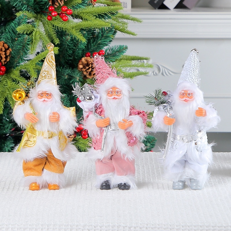 Christmas 9 Inch Standing Santa Figurine Holiday Tree Hugging Doll Festive Christmas Decoration Perfect Window Display Seasonal Home Party Ornament2