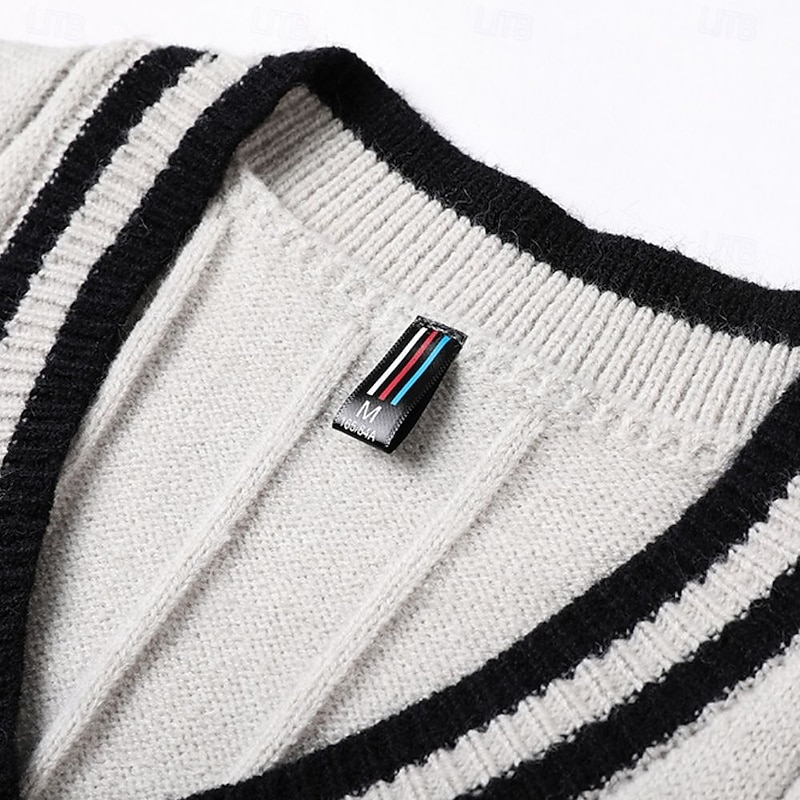 Men's Sweater Vest Dress Sweater Pullover Sweater Jumper Vest Knit Sweater Ribbed Cable Knit Regular Tops Knitted Plain V Neck Fashion Casual Vacation Daily Wear Clothing Apparel Fall Winter Black2