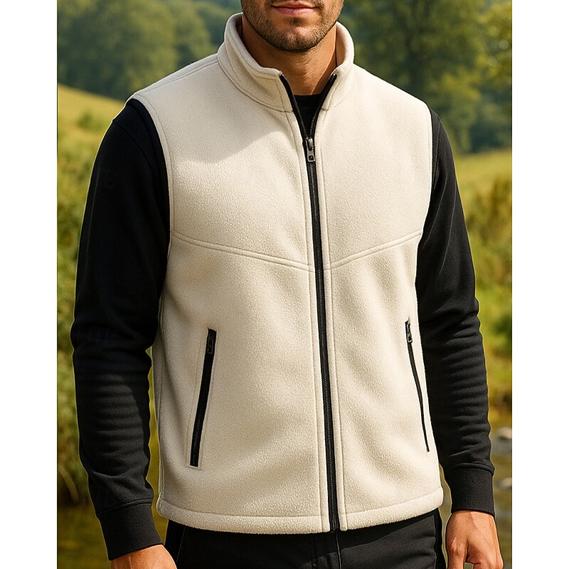 Men's Hiking Vest Fleece Vest Winter Outdoor Thermal Warm Top Black White Green Dark Blue Grey3