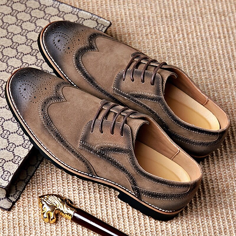Men's Brown Brogue Derby Shoes – Vintage Lace-Up Dress Shoes for Business, Daily Wear and Smart Casual Outfits2