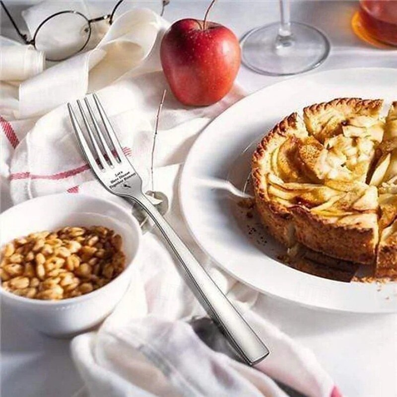 Engraved Fork Stainless Steel Cake and Fruit Dining Fork Holiday Gift for Family Couples Christmas Present Kitchen Tableware Home Party Accessory Festive Celebration Set3