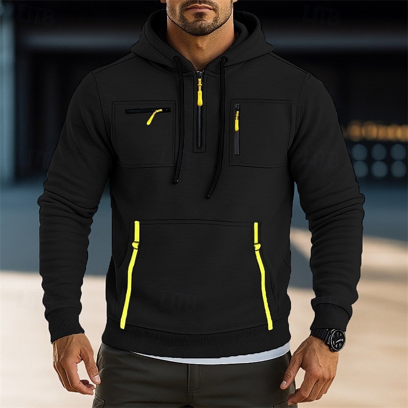 Men's Hoodie Full Zip Hoodie Fleece Hoodie Tactical Hoodie Black Army Green Navy Blue Khaki Light Grey Hooded Plain Zipper Pocket Sports & Outdoor Casual Daily Streetwear Cool Sportswear Fall & Winter3