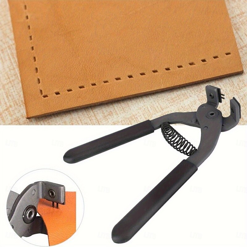 Silent Leather Punching Tool with 2/4 Teeth - Diamond-Shaped Carbon Steel Mute Pliers for Belts, Wallets, Saddles, and Fabric - Precision Cutting for DIY Crafts, Saddle Making, and Home Projects4