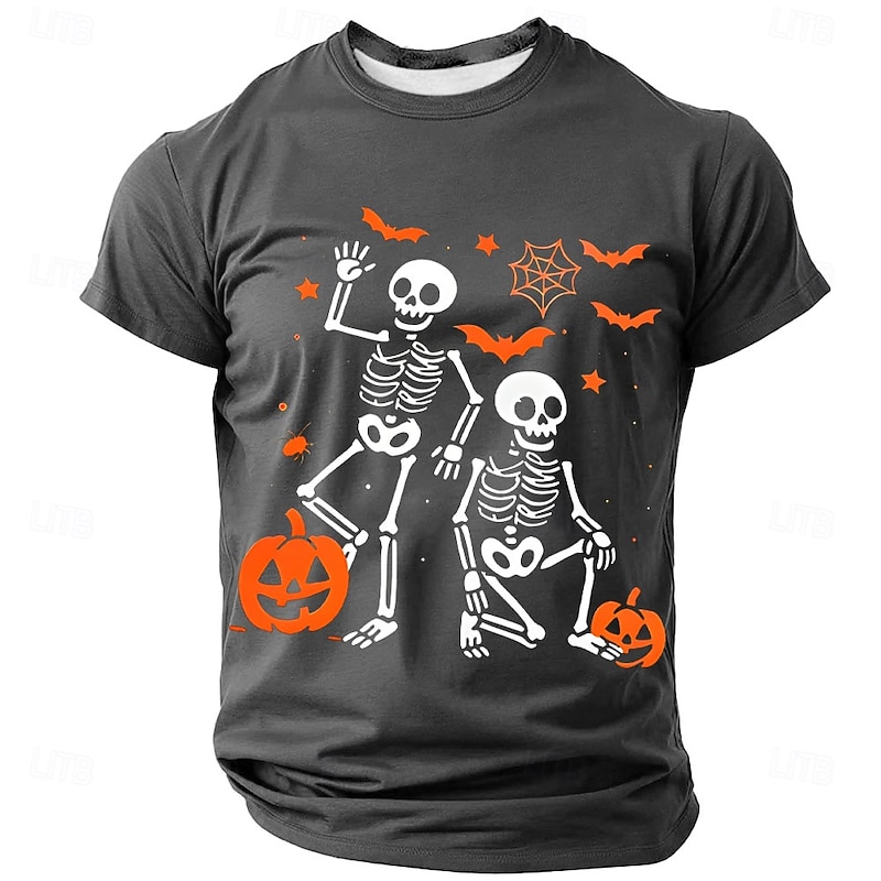 Halloween Men's Skull Pumpkin T Shirt Short Sleeve T shirt 3D Print Crew Neck Shirt Exaggerated Designer Horror Party Street Club Black Blue Green Summer Spring All Seasons Clothing Apparel S M L XL3