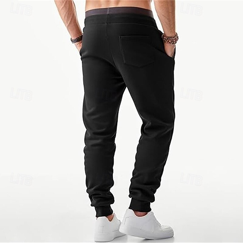 Men's Fleece Pants Sweatpants Joggers Winter Pants Trousers Drawstring Pocket Elastic Waist Plain Comfort Warm Sports Outdoor Daily Fashion Casual Black Yellow Micro-elastic2