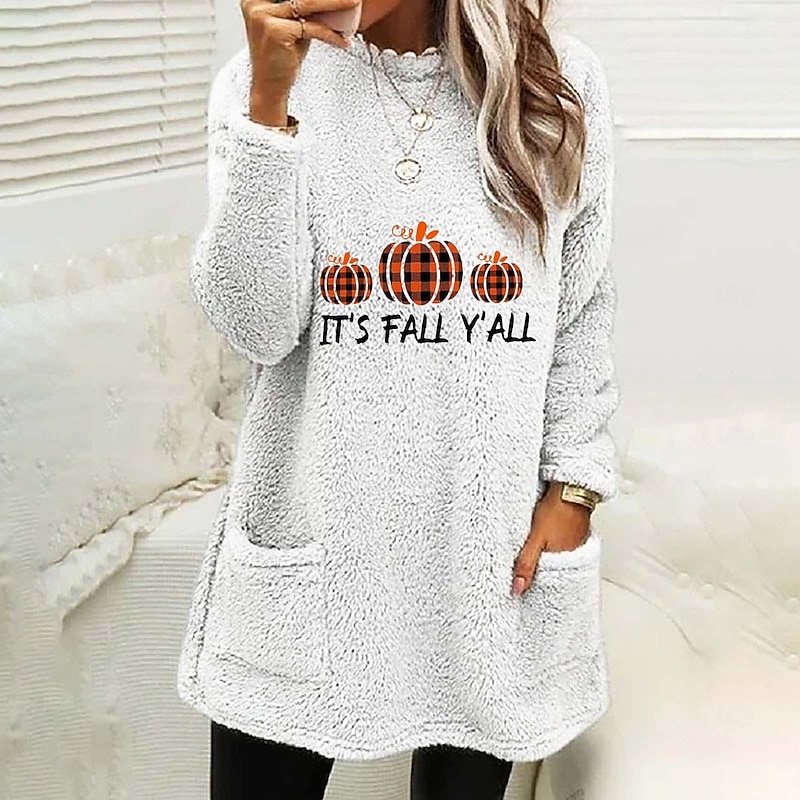 Halloween Women's Pullover Sweatshirt Warm Active Classic Long Sleeve Round Neck Long Tops White Pink Blue Gray Spring Fall Winter Spring, Fall, Winter, Summer4