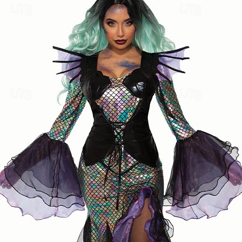 Devil Mermaid Halloween Cosplay Costume Party Costume Masquerade Outfits Cosplay Adults' Women's Masquerade Performance Party Halloween Easy Halloween Costumes Dress Up3
