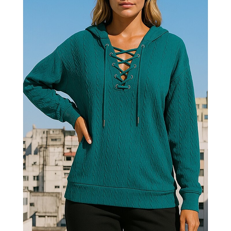 Women's Casual Sweatshirt Pullover Hoodie Long Sleeve Top Athleisure Fall Solid Colored Fashion Outdoor Travel Sportswear Activewear Apricot Black Burgundy3