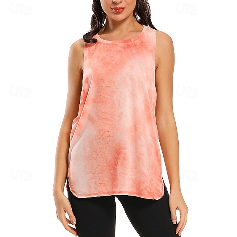 Women's Yoga Shirts Crew Neck Breathable Tie-dye Sleeveless Sports Tie Dye Top For Gym Running Fitness Activewear4