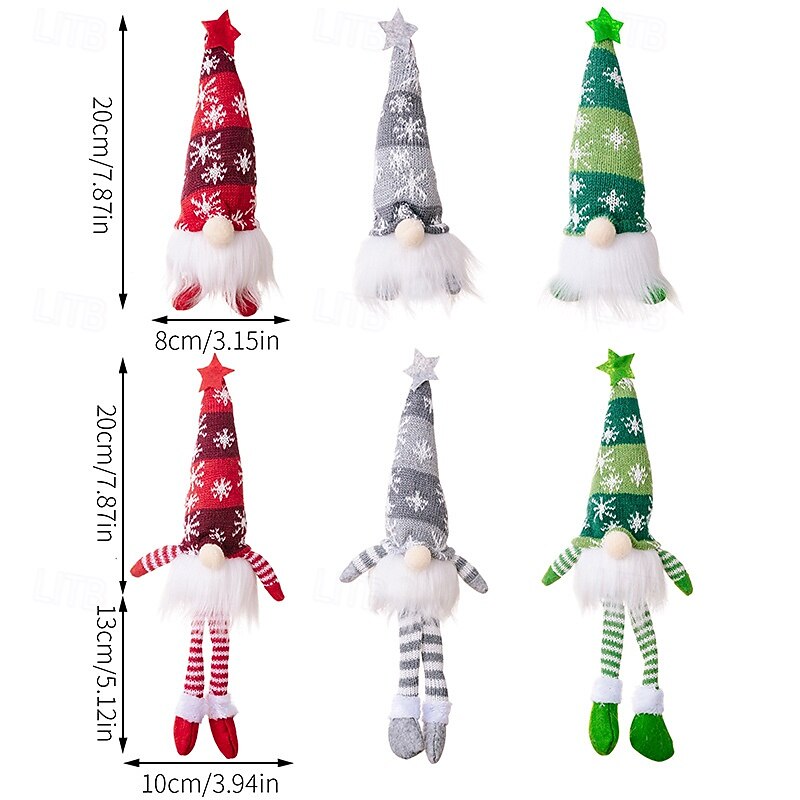 Christmas Plush Decoration Faceless Gnome Doll Forest Santa With Snowflake Knit Hat Rudolph Light Up Plush Hanging Leg Elf Figure Christmas Holiday Home Ornament3