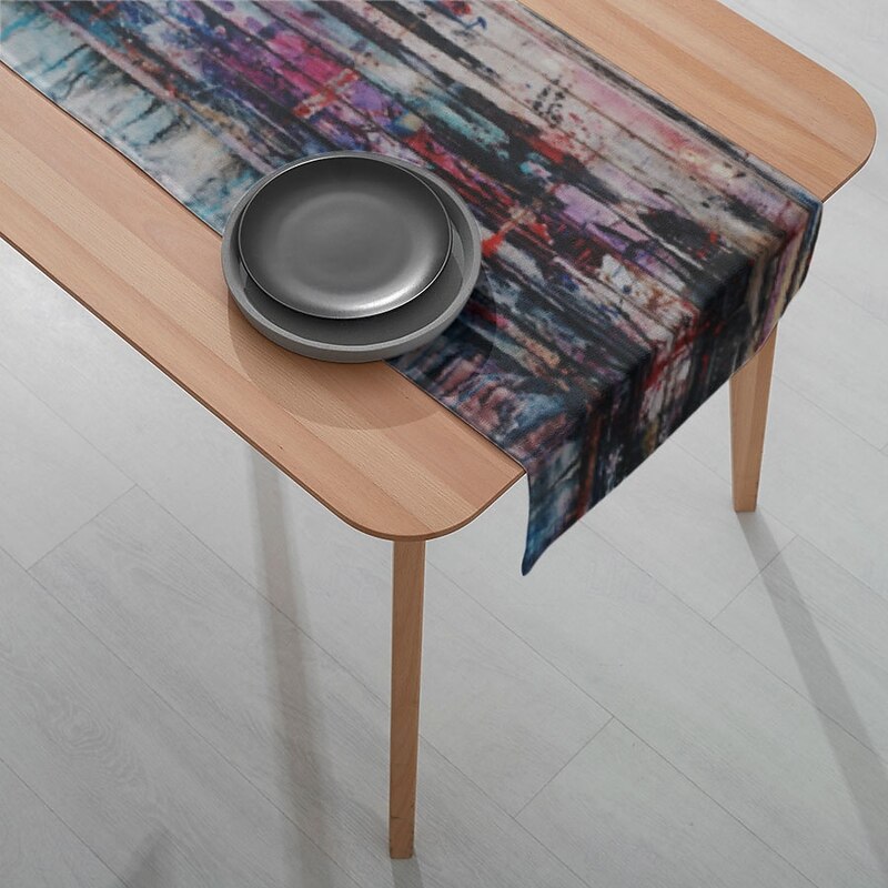 1 Pc Graffiti Style Rectangular Table Runner – Decorative Table Flag for Restaurant, Banquet, Home, and Event Table Decoration Supplies4