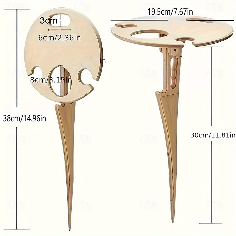 Folding Outdoor Wine Table for Planter Pot Beach and Lawn Wine Holder, Travel Camping Outdoor Table, Wooden Cross Design, Suitable for Courtyard Furniture3